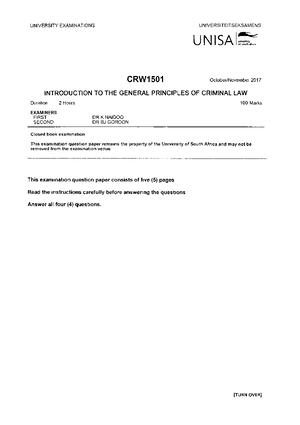 Introduction to Criminal Law 1501 Assignments - CRW1501/001/3/ Tutorial ...
