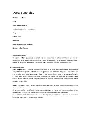 Modelo DE Informe Ocupacional - I. DATOS GENERALES: Apellidos Y Nombres ...