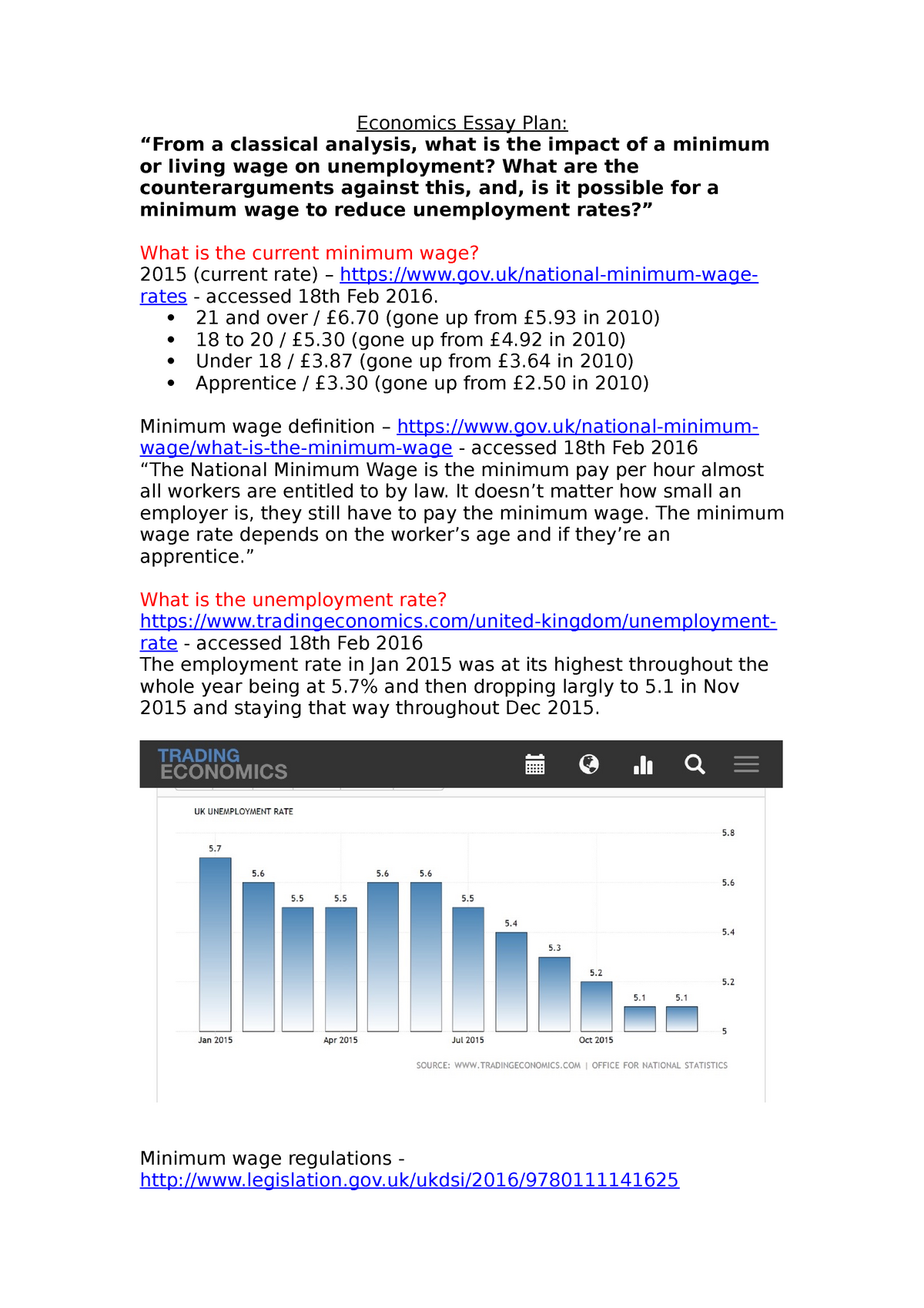 Economics Essay Plan - Grade: 2:1 - Economics Essay Plan: “From A ...