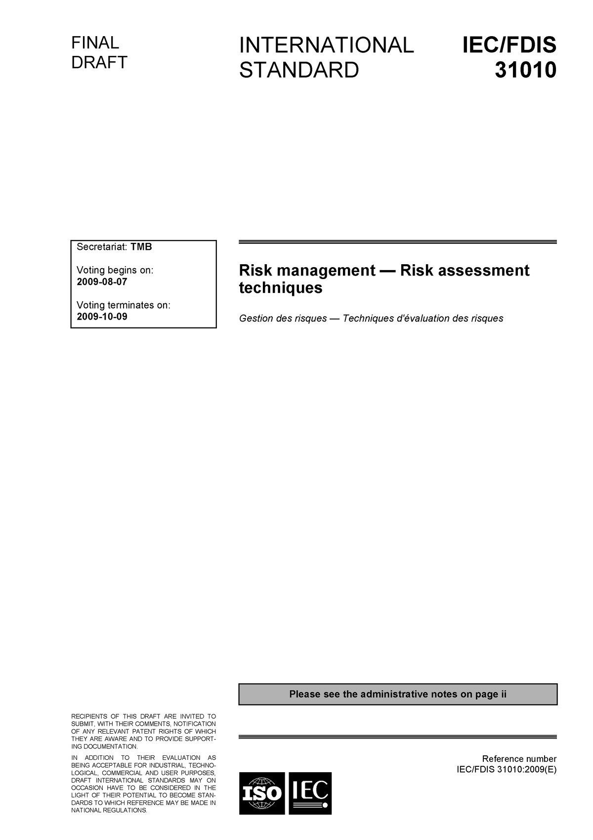 ISO 31010 Norma En Pdf - Please See The Administrative Notes On Page Ii ...