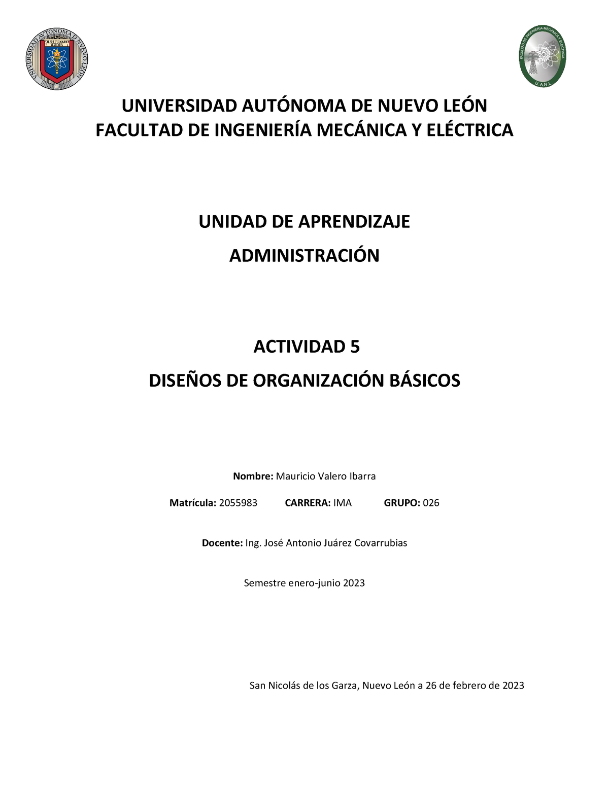 ACT5 Admon MVI-2055983 - UNIVERSIDAD AUT”NOMA DE NUEVO LE”N FACULTAD DE ...