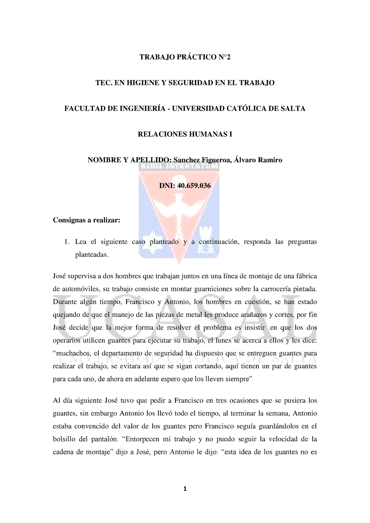 Tp 2 Rh Trabajo Practico De Realciones Humanas 2021 Trabajo PrÁctico N° Tec En Higiene Y 0284