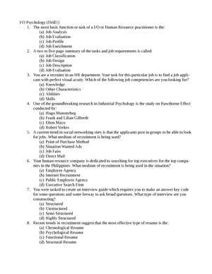 Psych Assessment Drill 1 - Psychological Assessment Drill 1 1. A ...