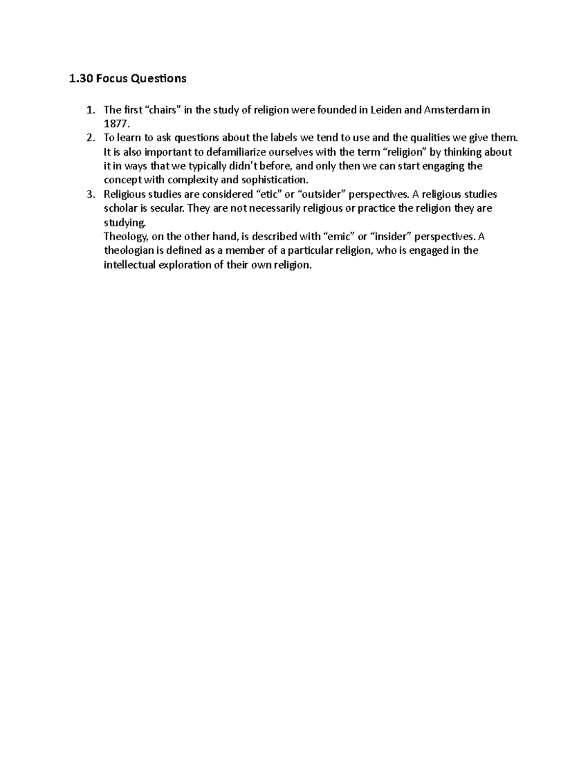 Focus Questions first week 1 Focus Questions The first “chairs” in