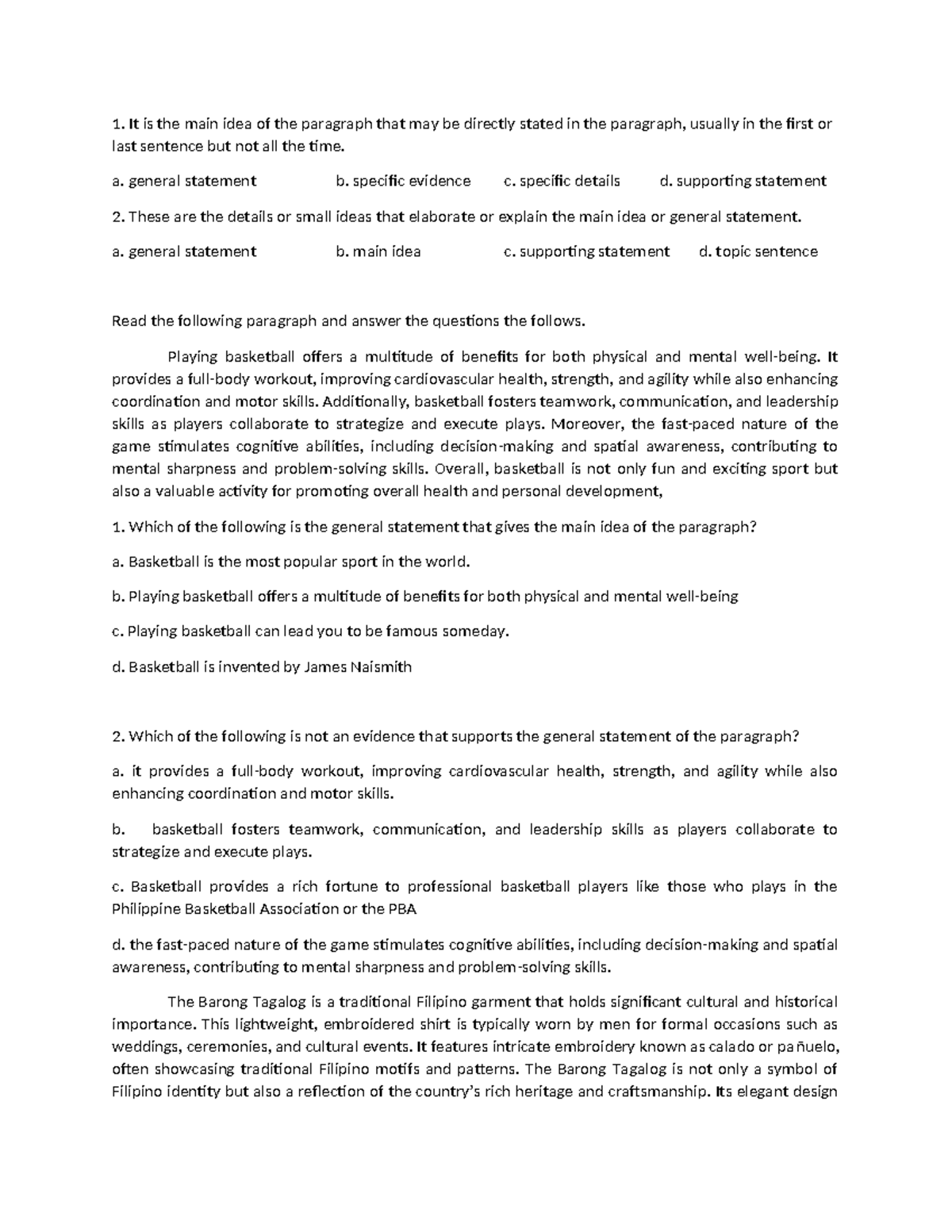 3rd exam part ko 035143 - English lessons - It is the main idea of the ...