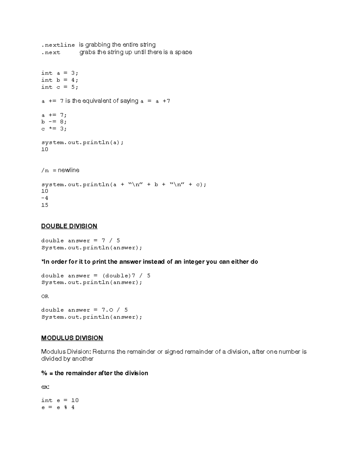 EXAM 1 Review - .nextline is grabbing the entire string .next grabs the ...