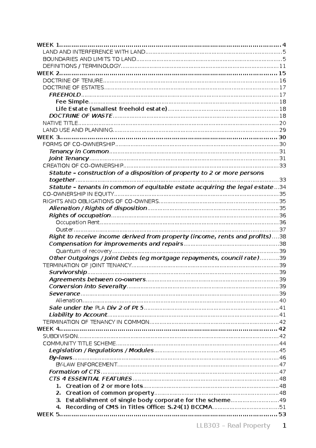 LLB301 Real Property law notes - Statute – construction of a ...