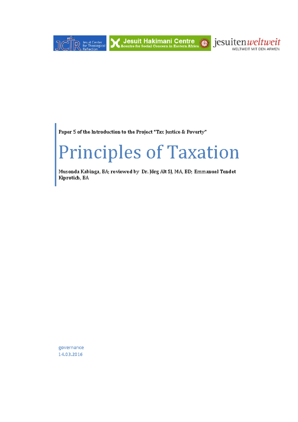 05 Principles - Paper 5 of the Introduction to the Project “Tax Justice ...