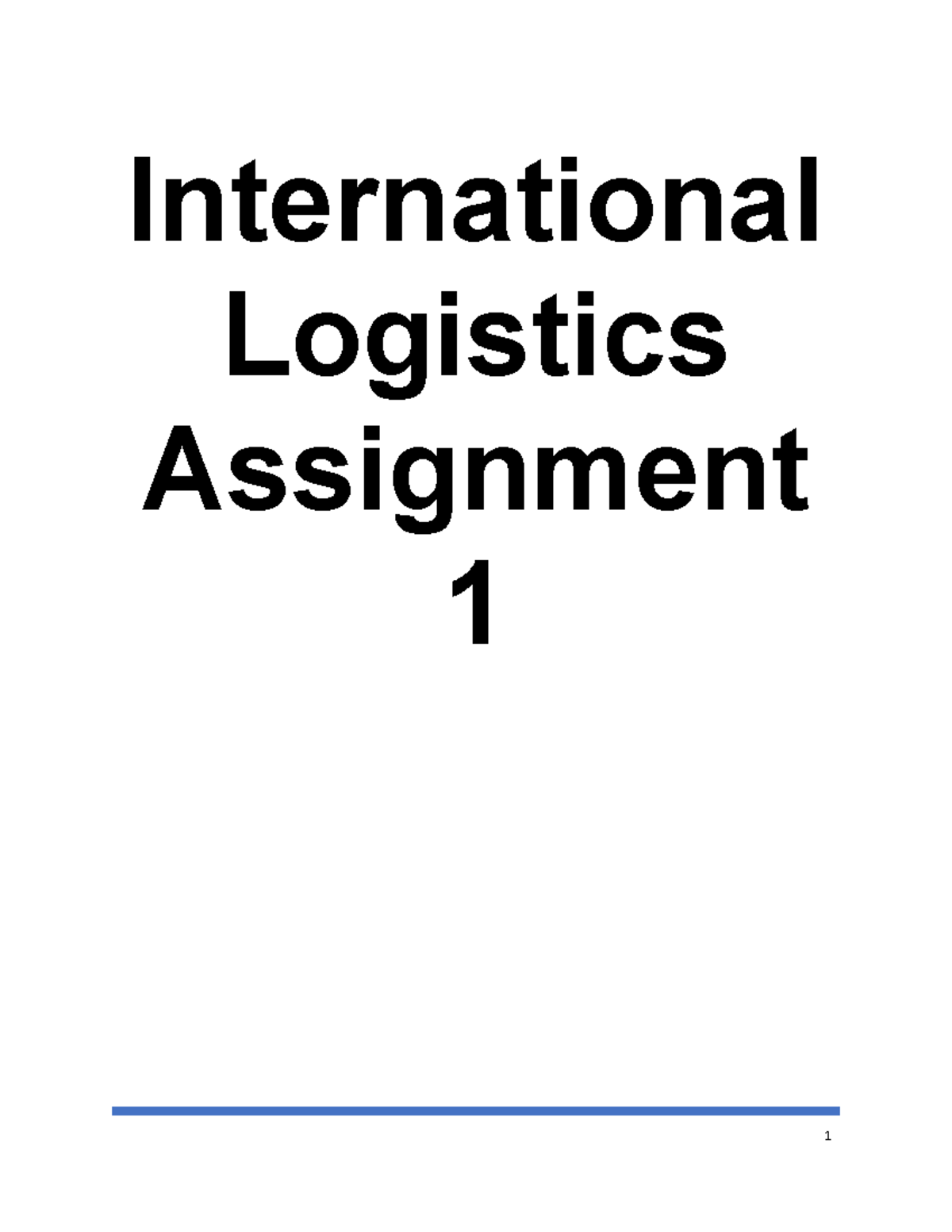 international logistics assignment