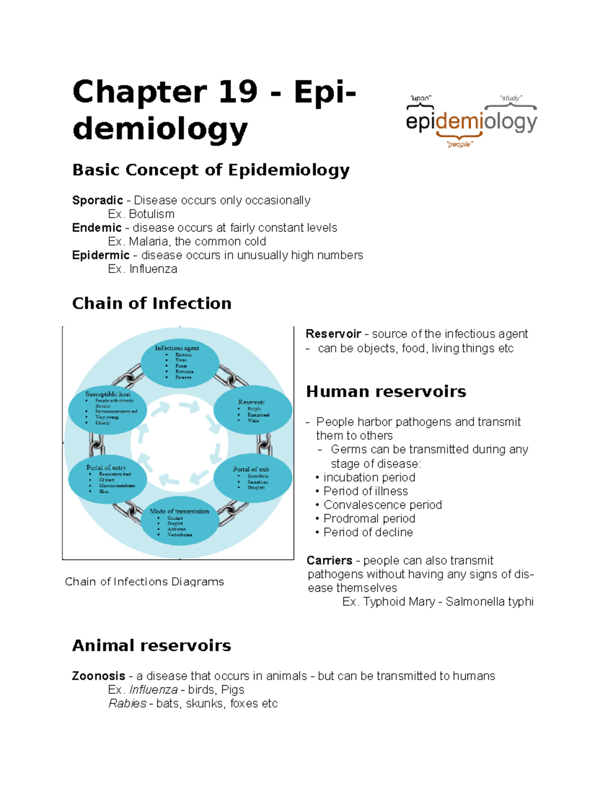 Chapter 19 Epidemiology Notes Chapter 19 Epidemiology Basic