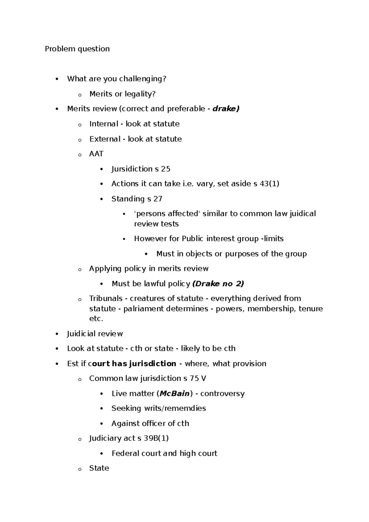 Studoc admin law - Problem question What are you challenging? o Merits ...