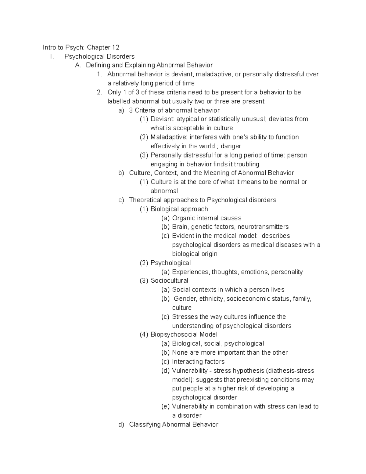 Intro To Psych Chapter 12 Psychological Disorders - Intro To Psych ...