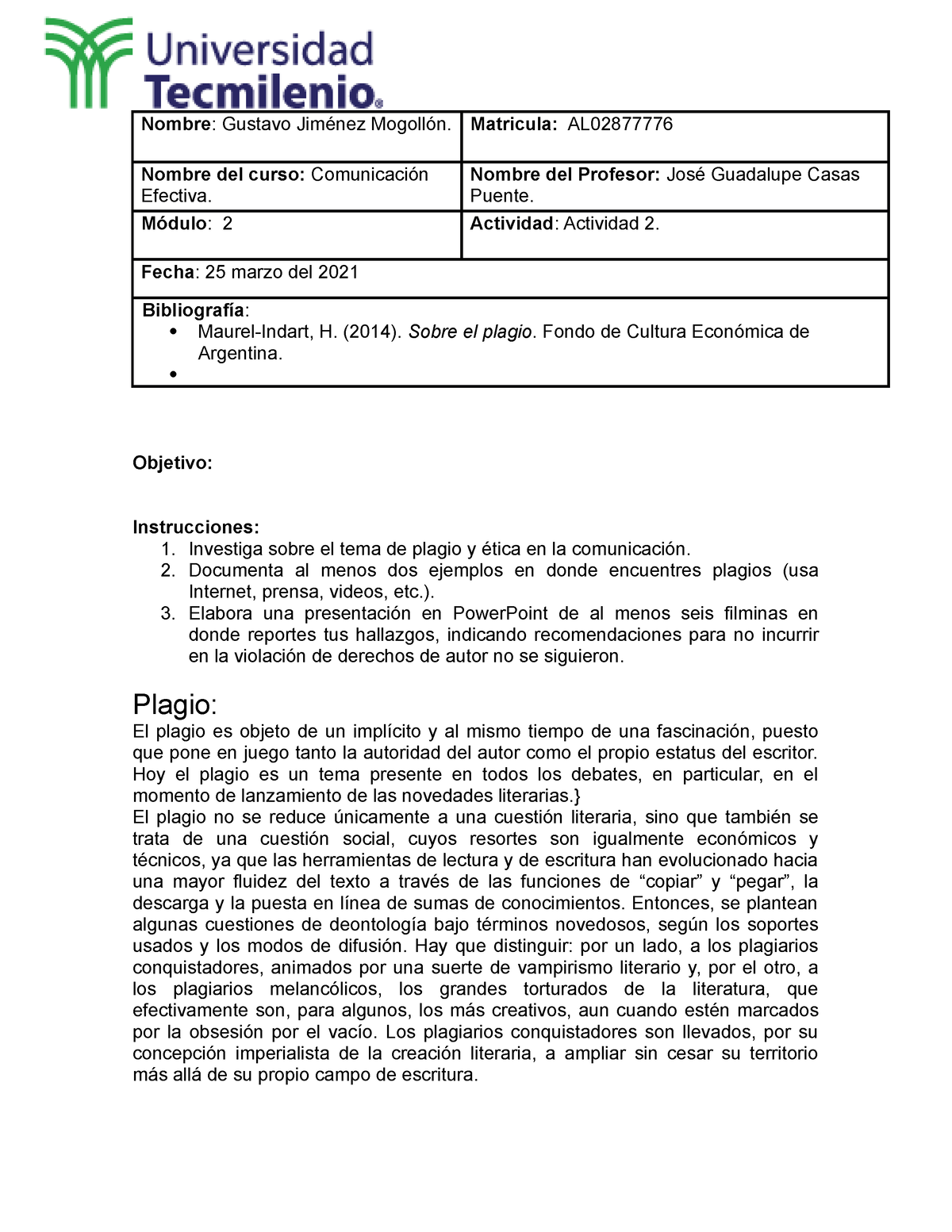 Semana#03 Comunicacion Efectiva - Parte 1 Investiga sobre el tema de plagio  y ética en la - Studocu