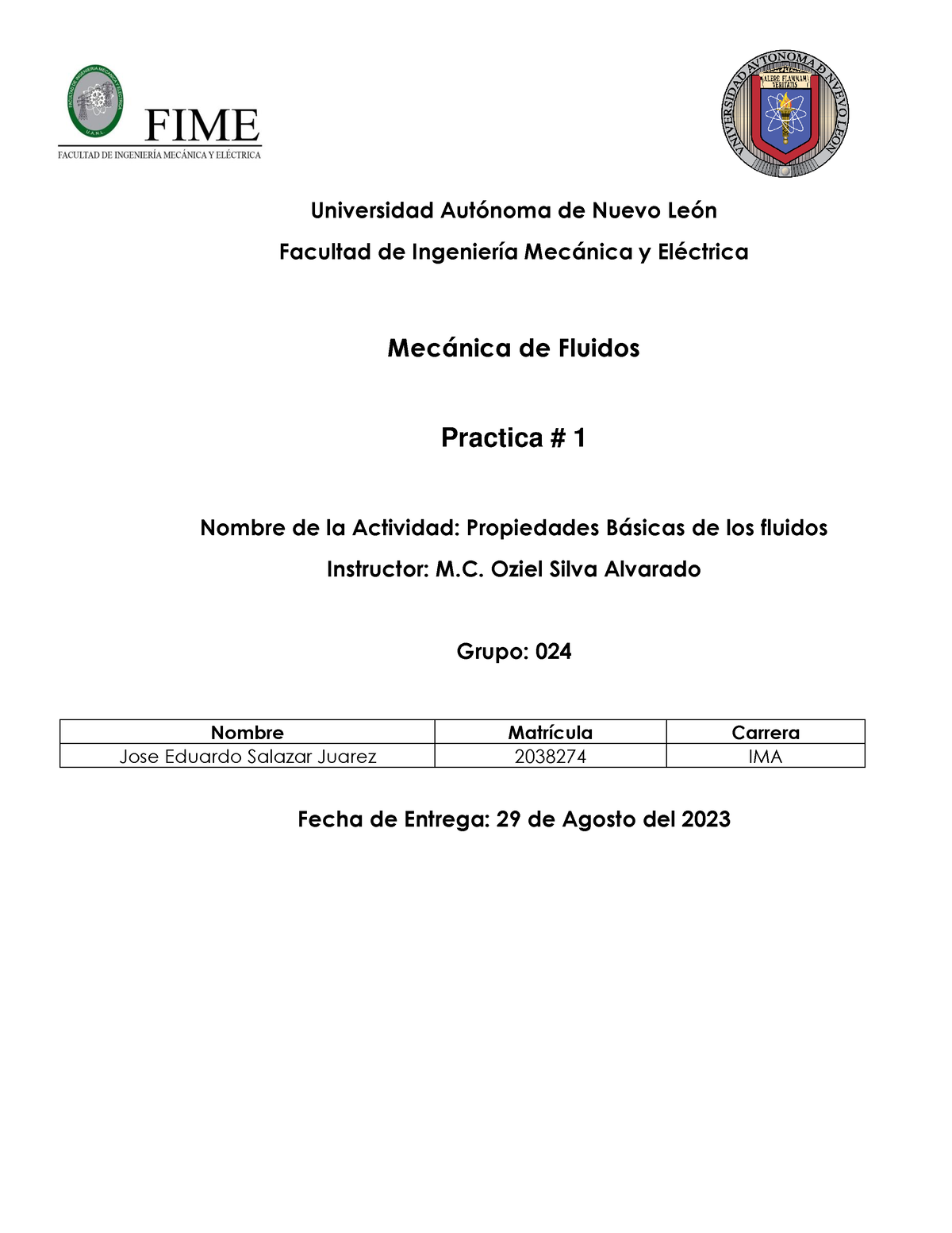 Jesj Lmf P1 Practica 1 Universidad AutÛnoma De Nuevo LeÛn Facultad De IngenierÌa Mec·nica Y 0962