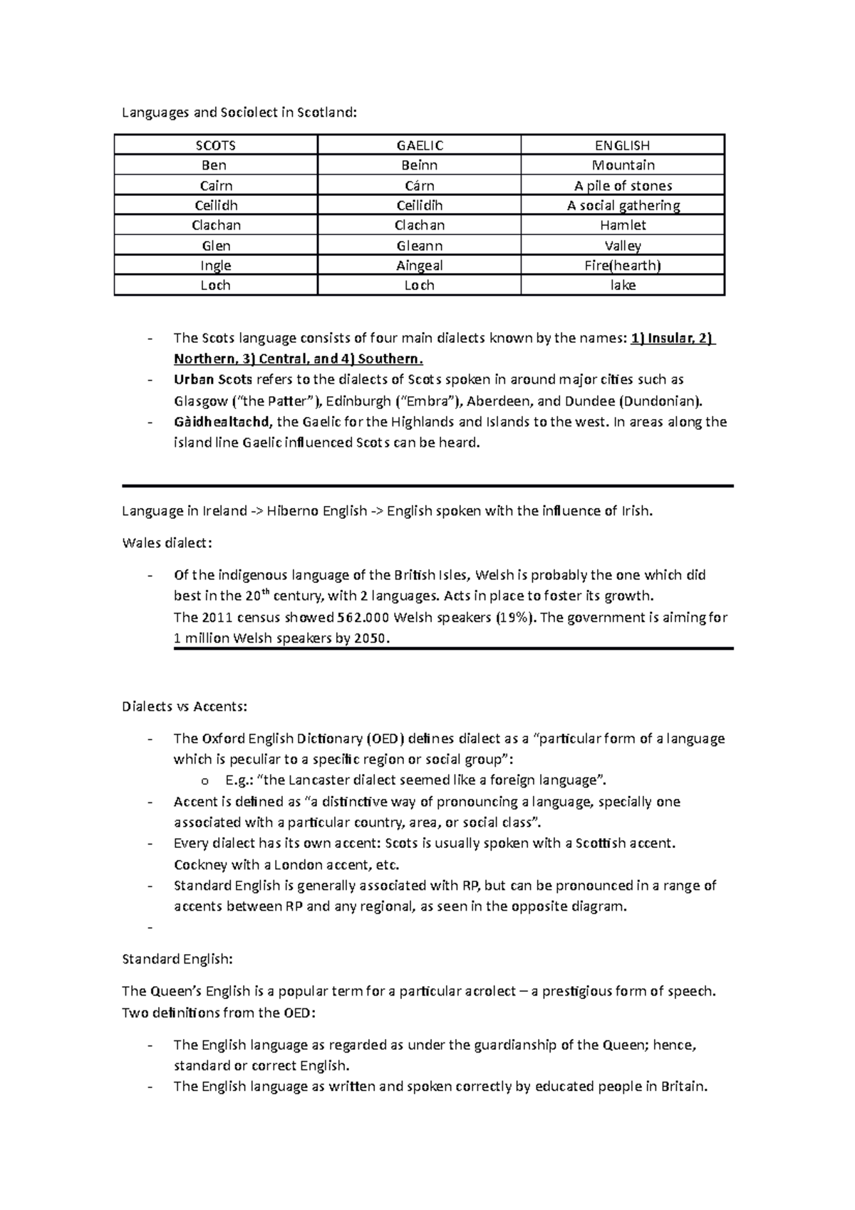 Indigenous Languages England - Languages and Sociolect in Scotland ...