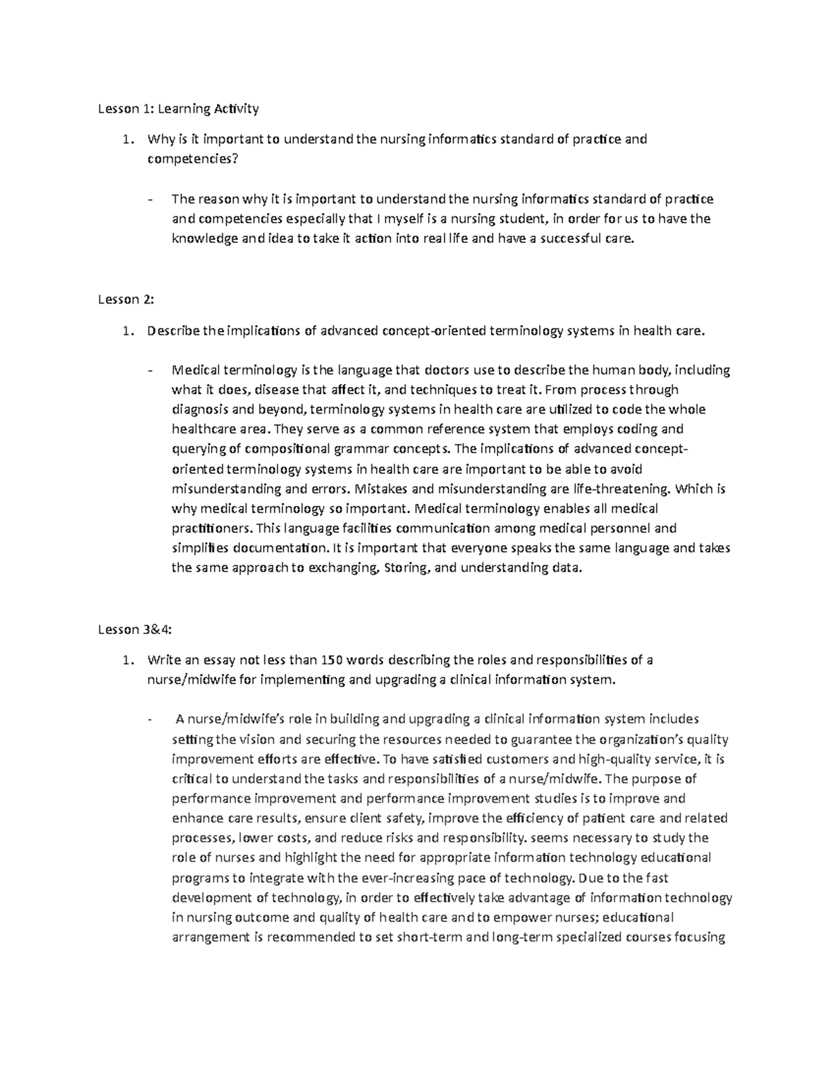 NUPC 111 Module 3 Lessons 1-4 BSN2A - Lesson 1: Learning Activity 1 ...