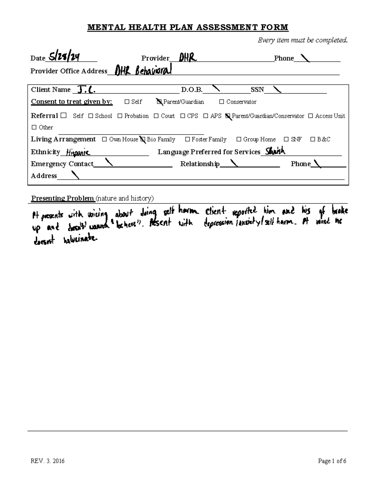 MHP- Assessment - assignment - Every item must be completed. 'DWH ...
