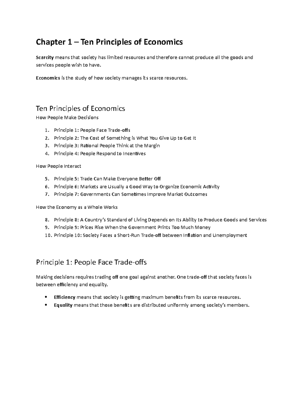 Microeconomics - Ch 1-3 Outline - Chapter 1 Ten Principles of Economics ...