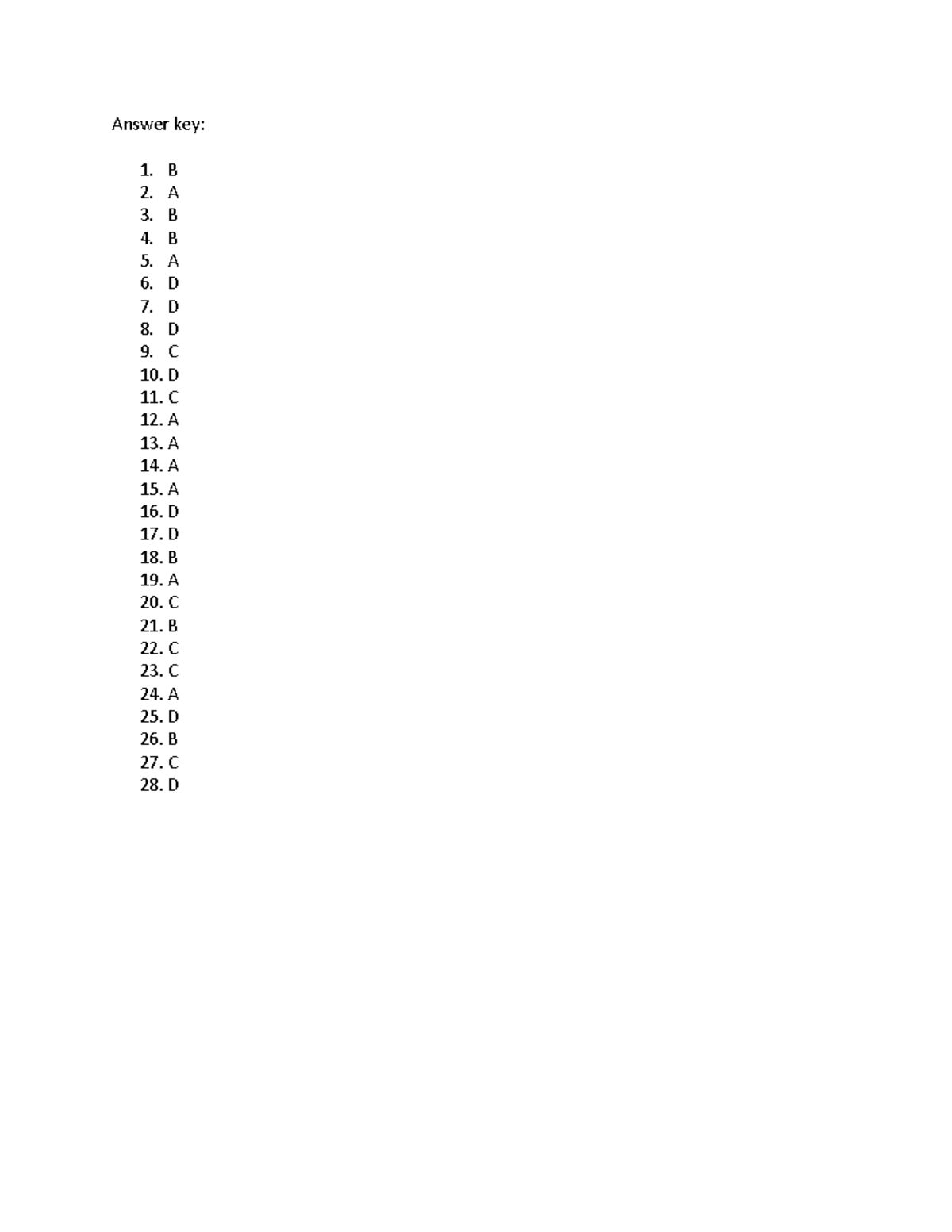 3-Answer key multiple choice Qs - Hmb265H1 - Answer key: 1. B 2. A 3. B ...