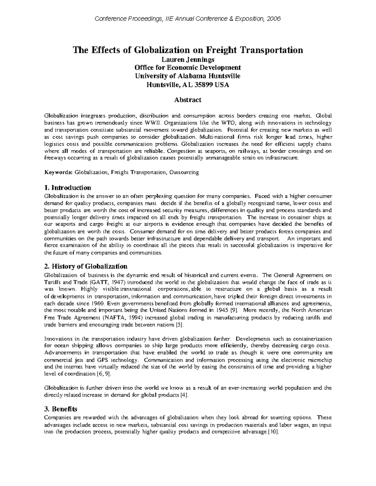 The effects of globalization on freight transportation - The Effects of ...