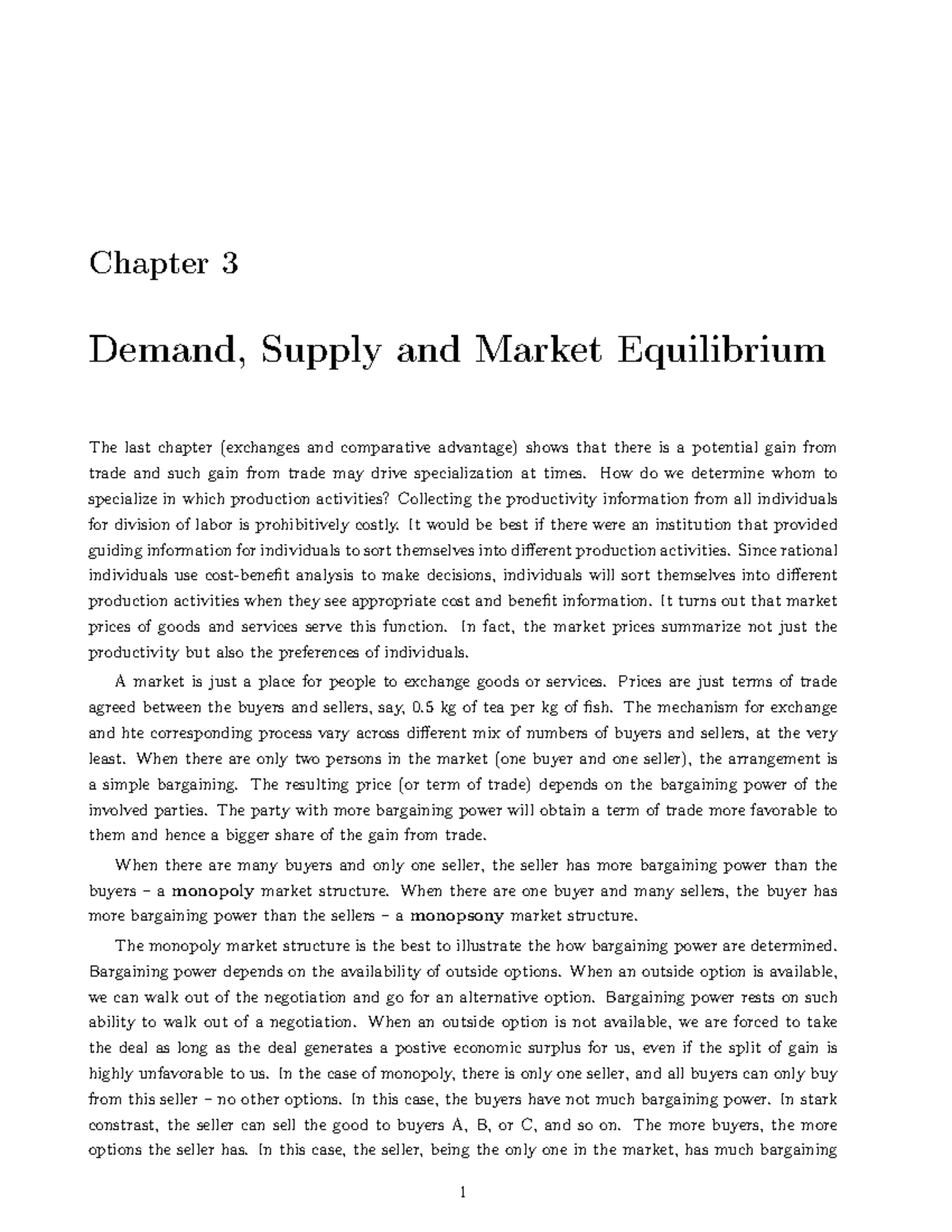 Ch03 Supply NDemand 202008 27 - Chapter 3 Demand, Supply and Market ...