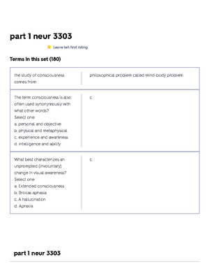 Neur 3303 part 2 notes - neur 3303 part 2 Leave teh first rating Terms ...