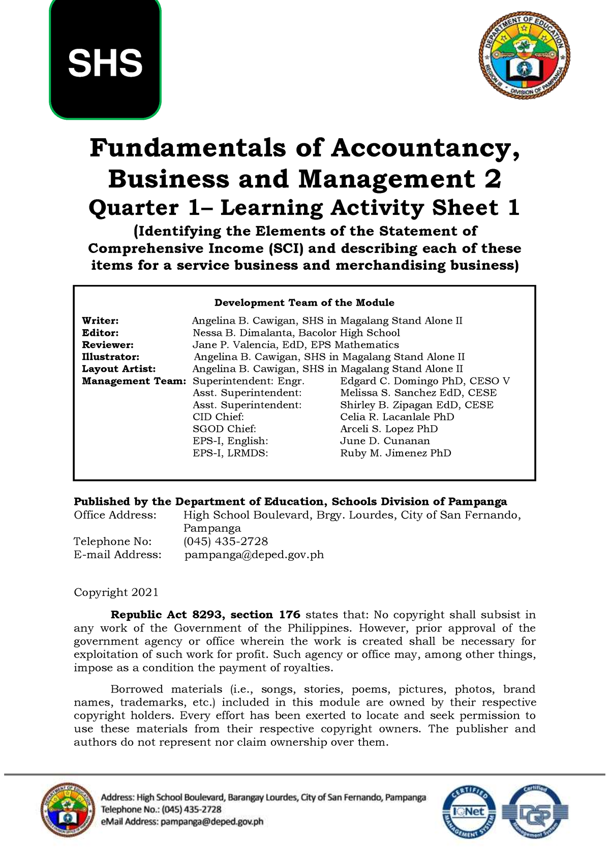 FABM2 Quarter 1 WEEK-2 LAS1 - Fundamentals Of Accountancy, Business And ...