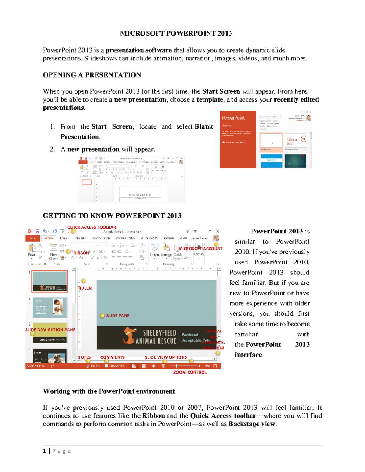 Powerpoint 2013 - Lecture notes 1 - MICROSOFT POWERPOINT 2013 ...