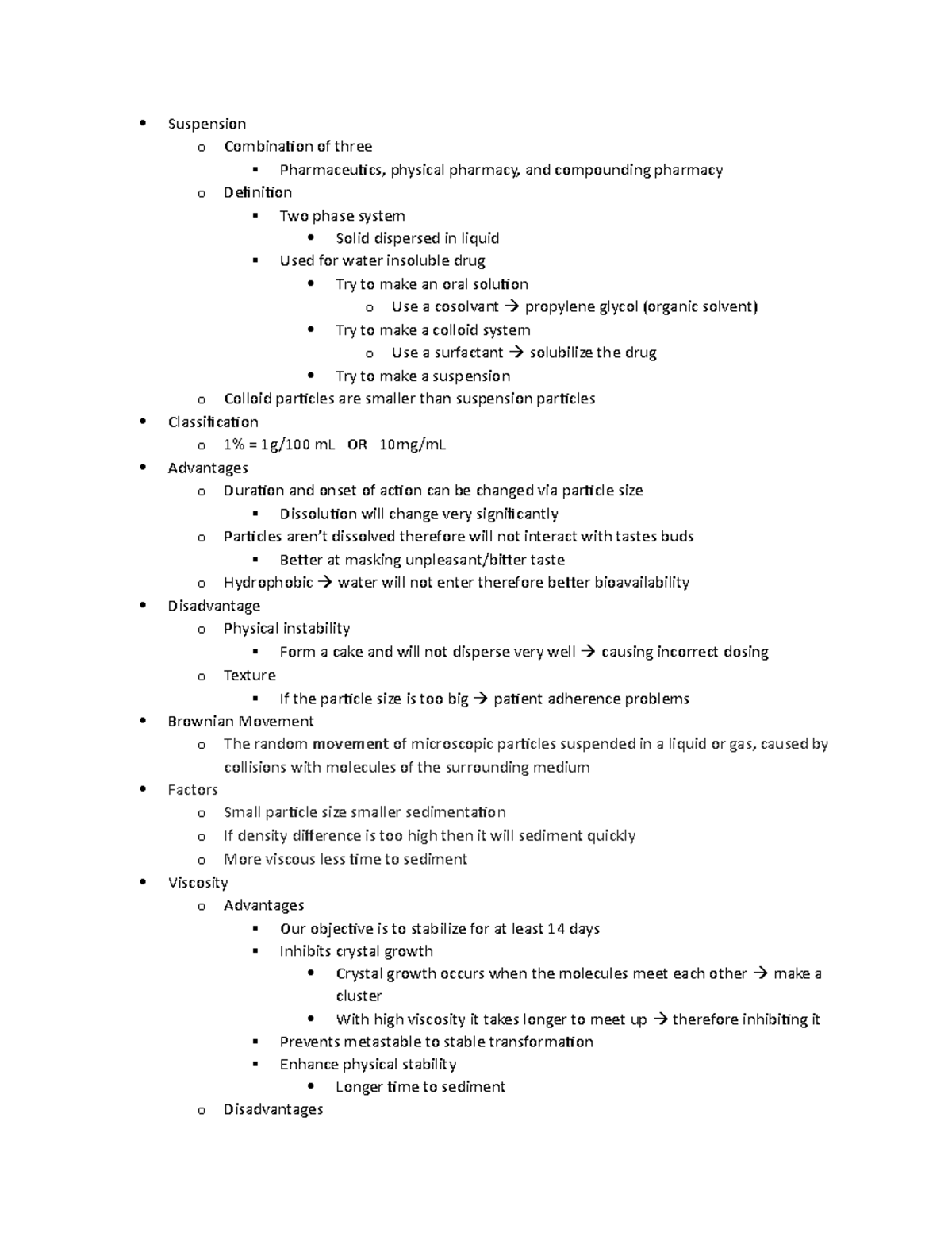 Suspensions notes Suspension o Combination of three Pharmaceutics, physical Studocu
