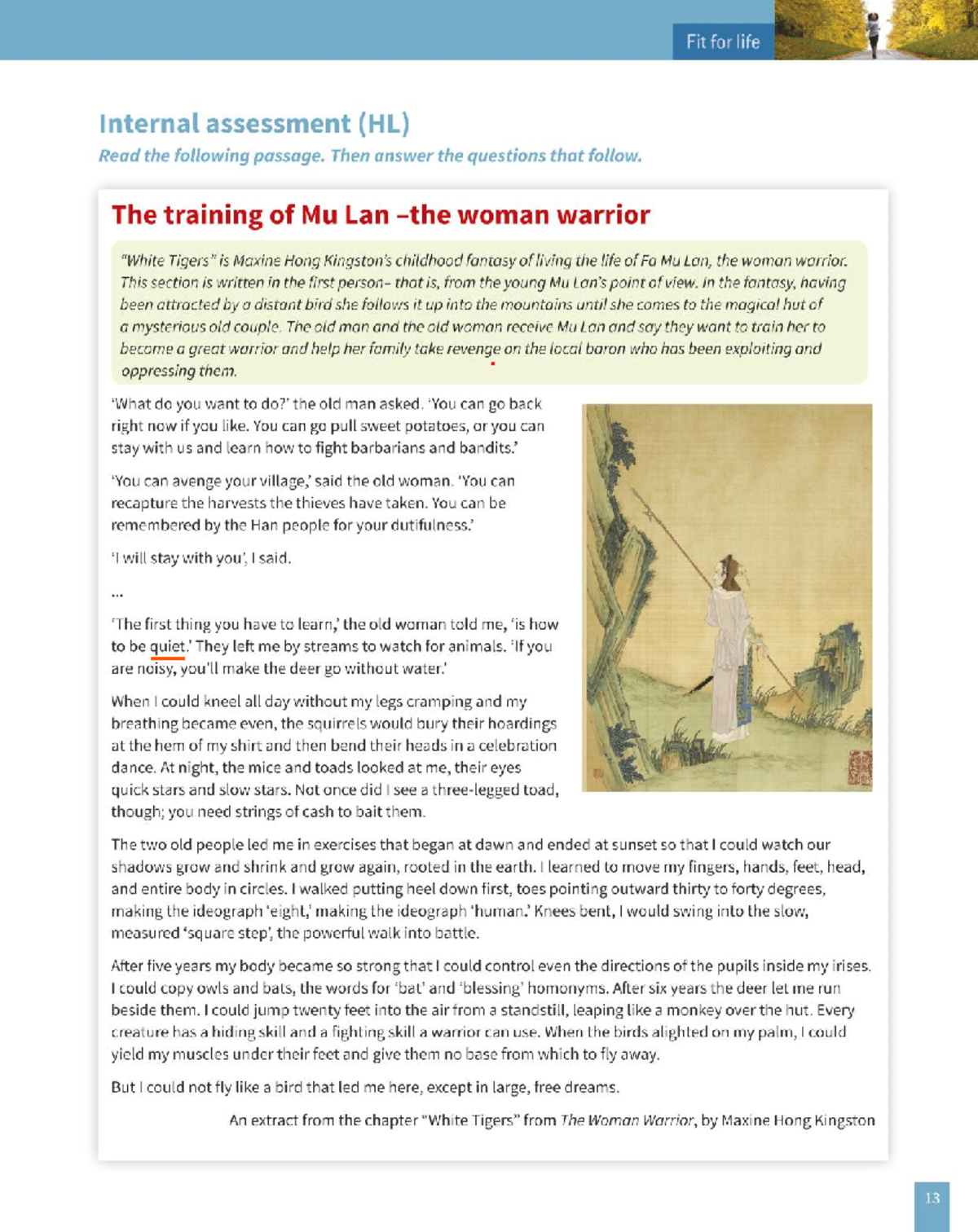 FA MU LAN Reading Analysis English B1 level IB programme - Studocu