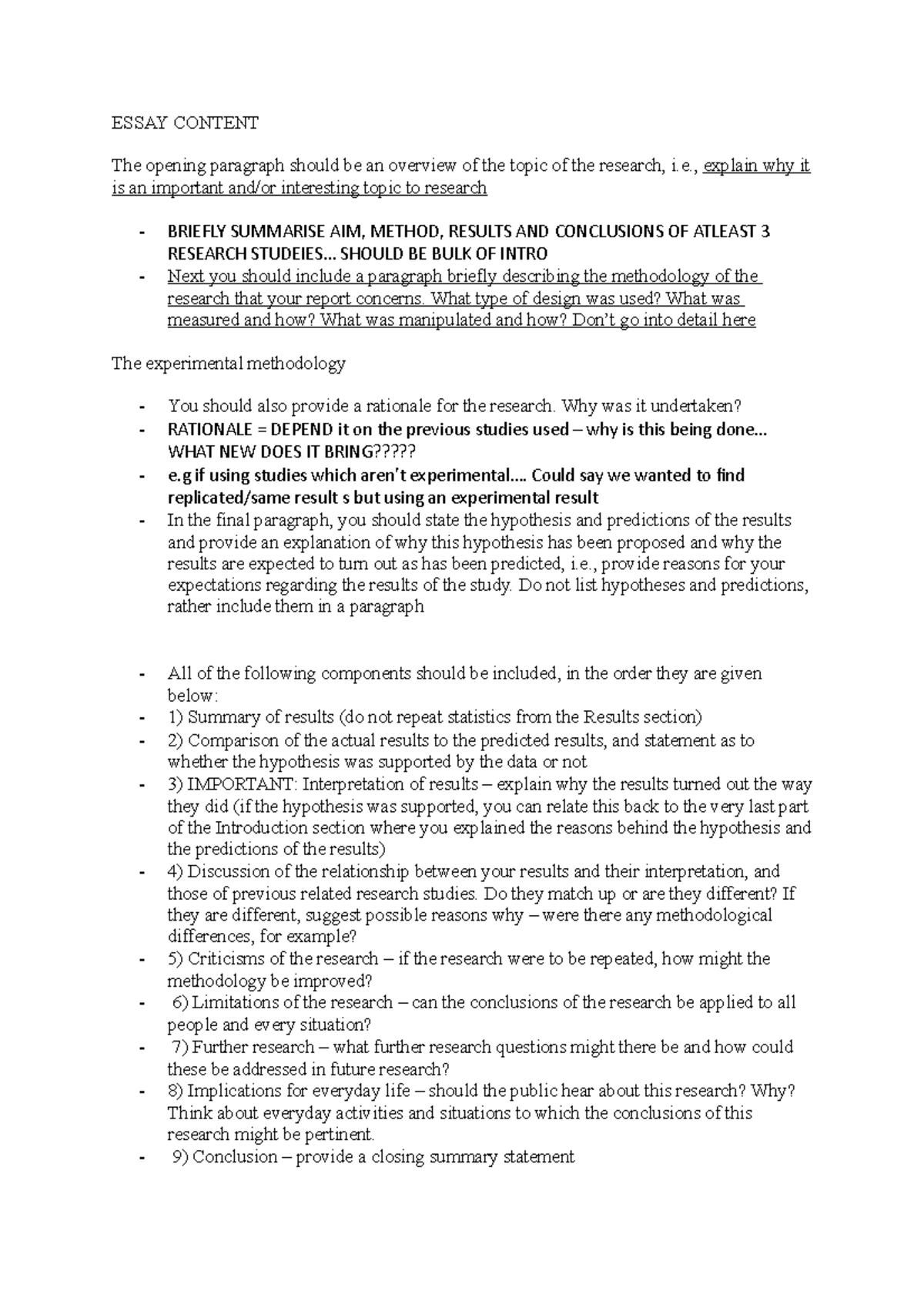 Whayt TO PUT IN EXP2 Intro AND Discus - ESSAY CONTENT The opening ...
