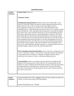 Lesson Plan #2 - ED 341 Lesson Plan Template Context Statement School ...
