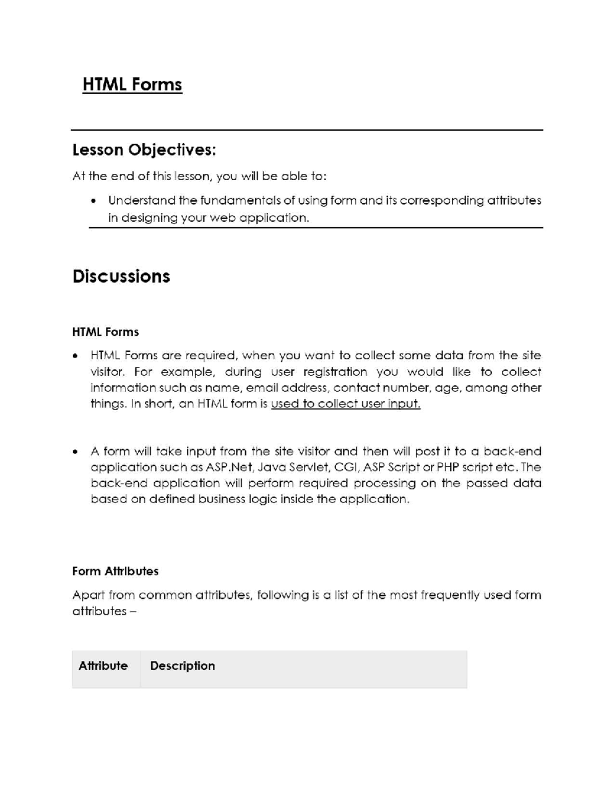 Lesson 3- Htmlforms - Information Technology - Studocu