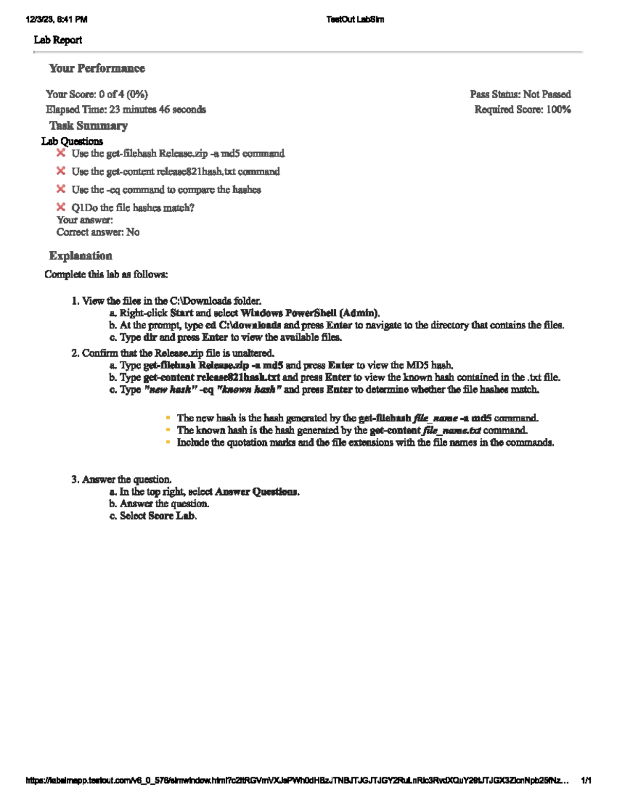 Testout labsim security 7 Fundamentals of Security Technologies Studocu