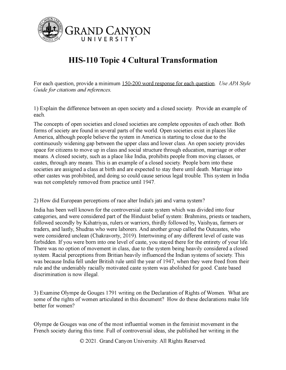 cultural transformation essay