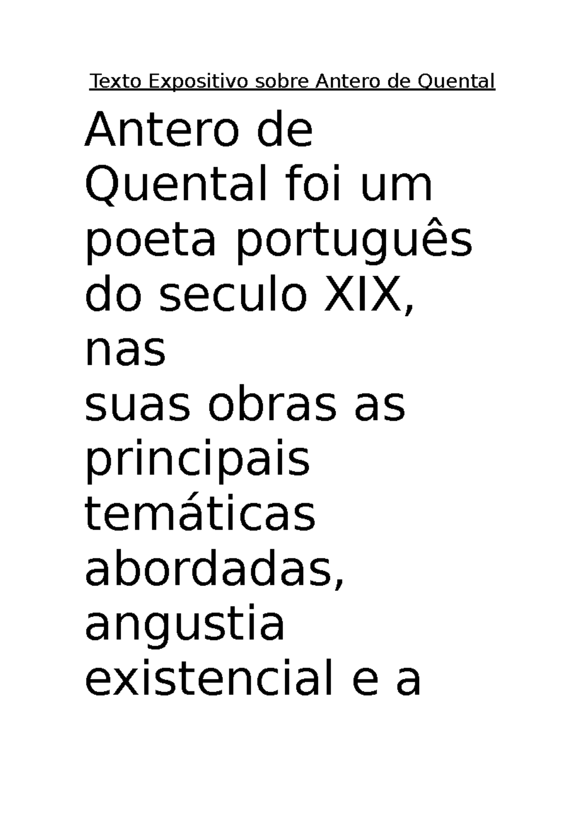 Texto Expositivo Sobre Antero De Quental - Há Nos Sonetos Duas Claras ...