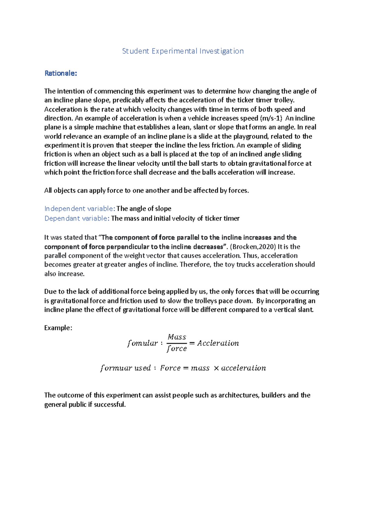 physics student experiment qcaa