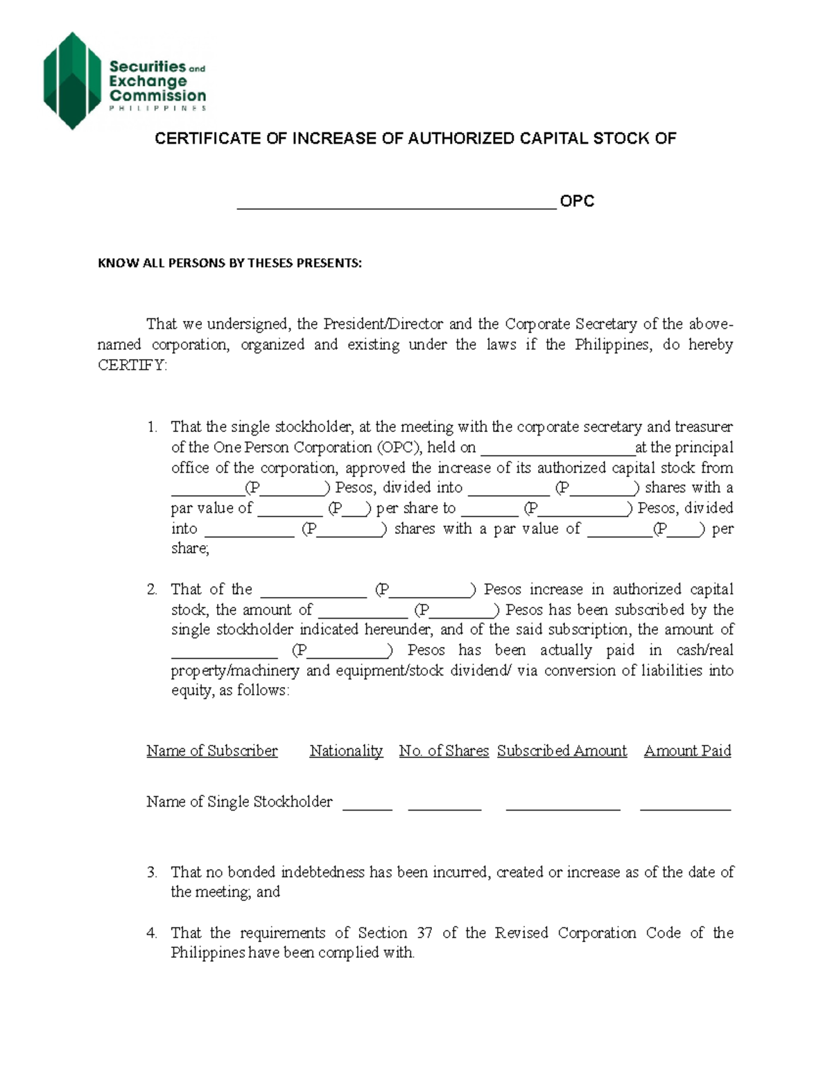 2022secform-certificate-of-increase-of-authorized-capital-stock-of