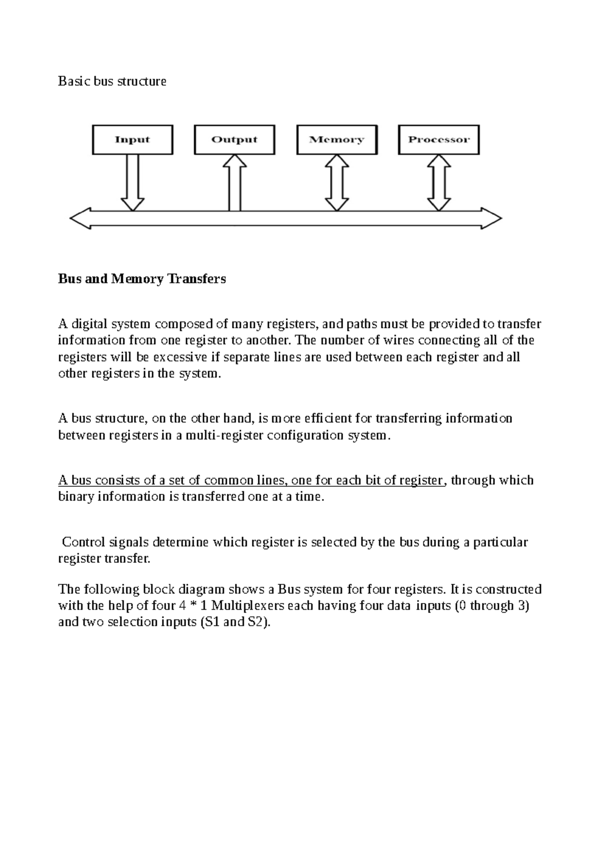 SOFTWARE SYSTEM - Basic bus structure Bus and Memory Transfers A ...