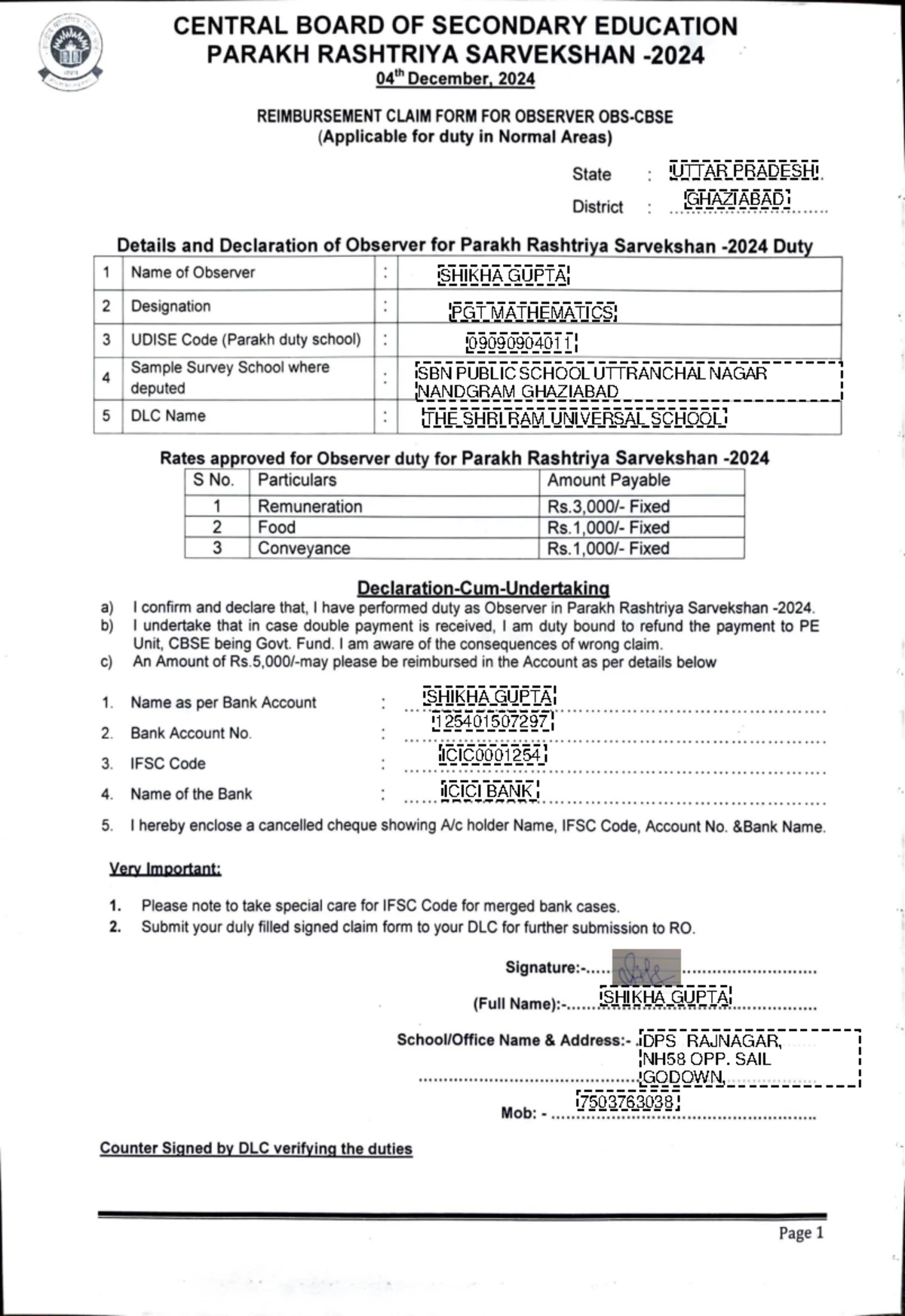 Abhishek Kumar Singh - CBSE PARAKH exam - 1 2 3 4 5 CENTRAL BOARD OF ...