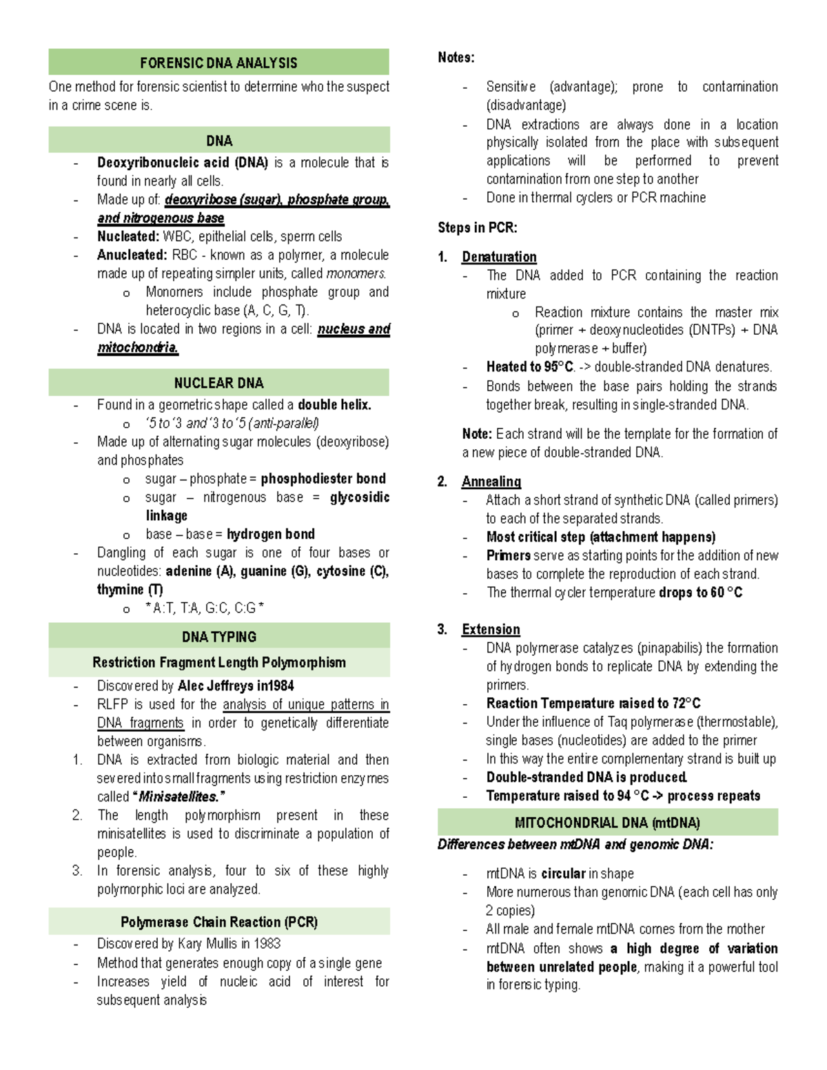 Special Diagnostic Procedures - Forensic DNA and Bloodstain Pattern ...