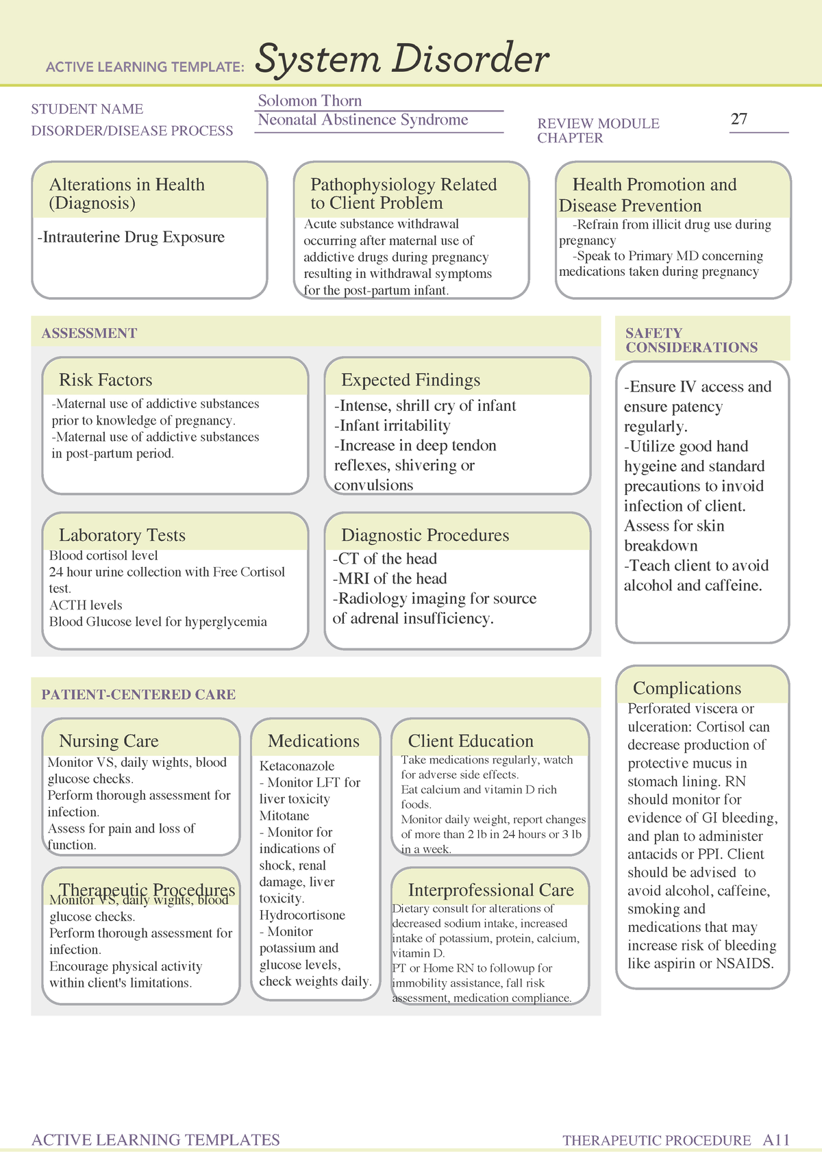 ATI-System Disorder - STUDENT NAME DISORDER/DISEASE PROCESS REVIEW ...