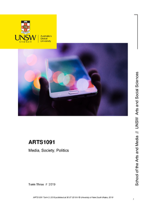 ARTS1091 Course Outline 2016 - School of the Arts and Media ARTS1091 ...