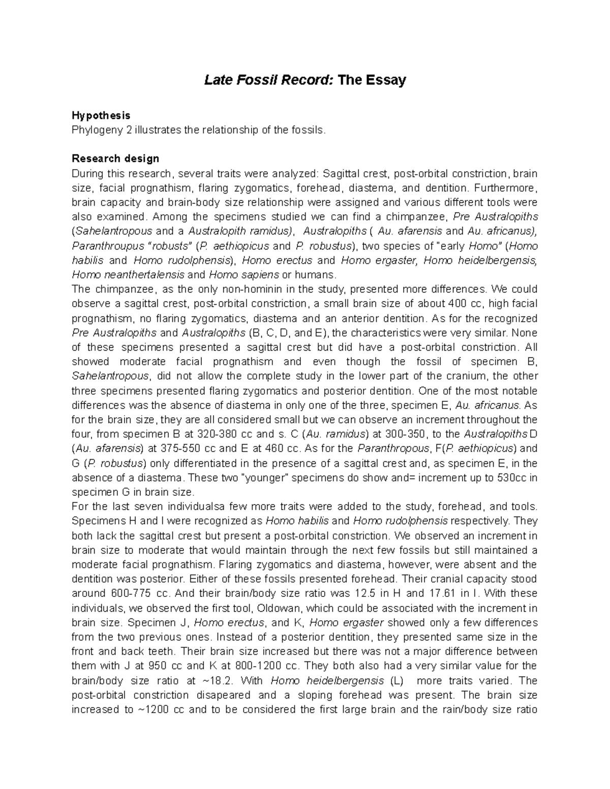 Late Fossil Record The Essay GEOL 426 UT Knoxville Studocu