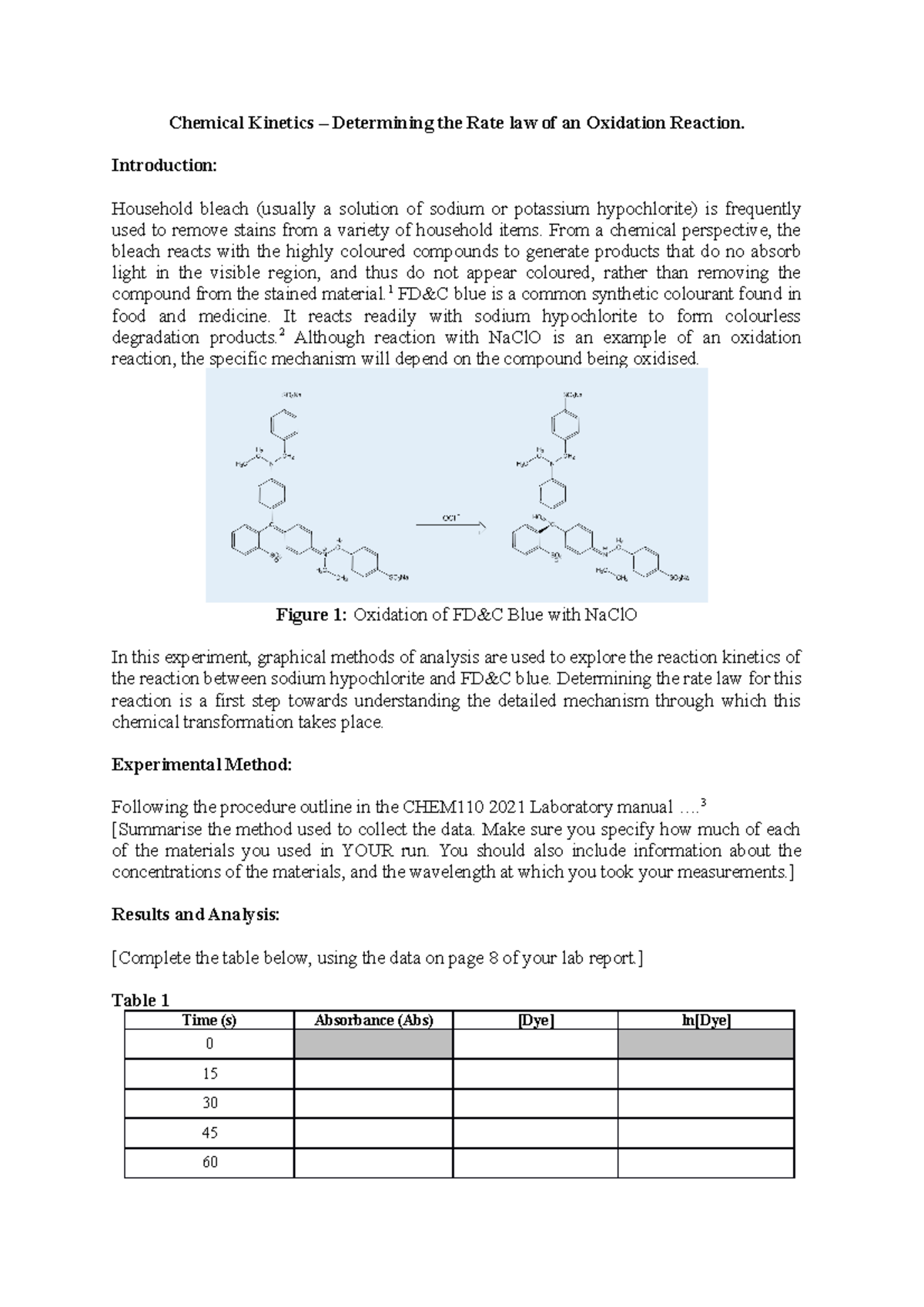 CHEM110 Lab 4 2021 Report Template - Chemistry Of The Living World ...