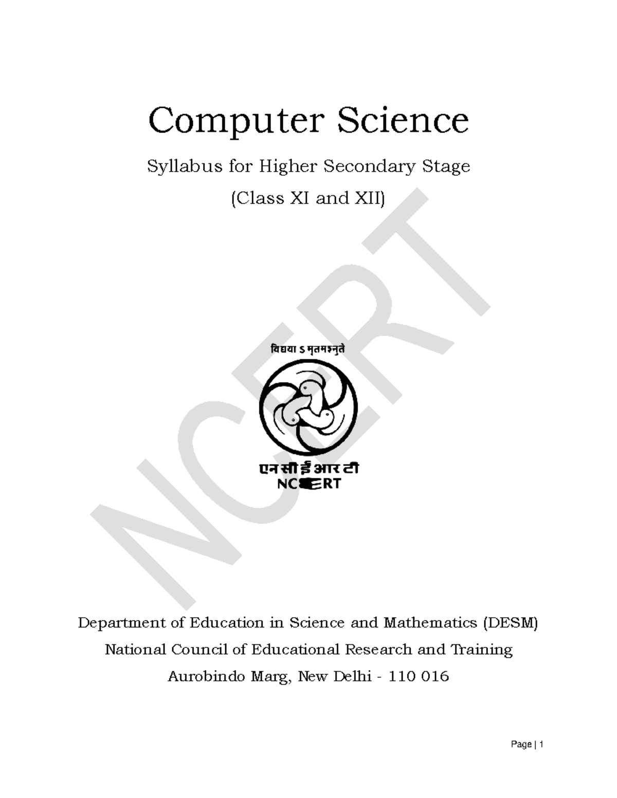 cshss-computer-science-syllabus-for-higher-secondary-stage-class-xi