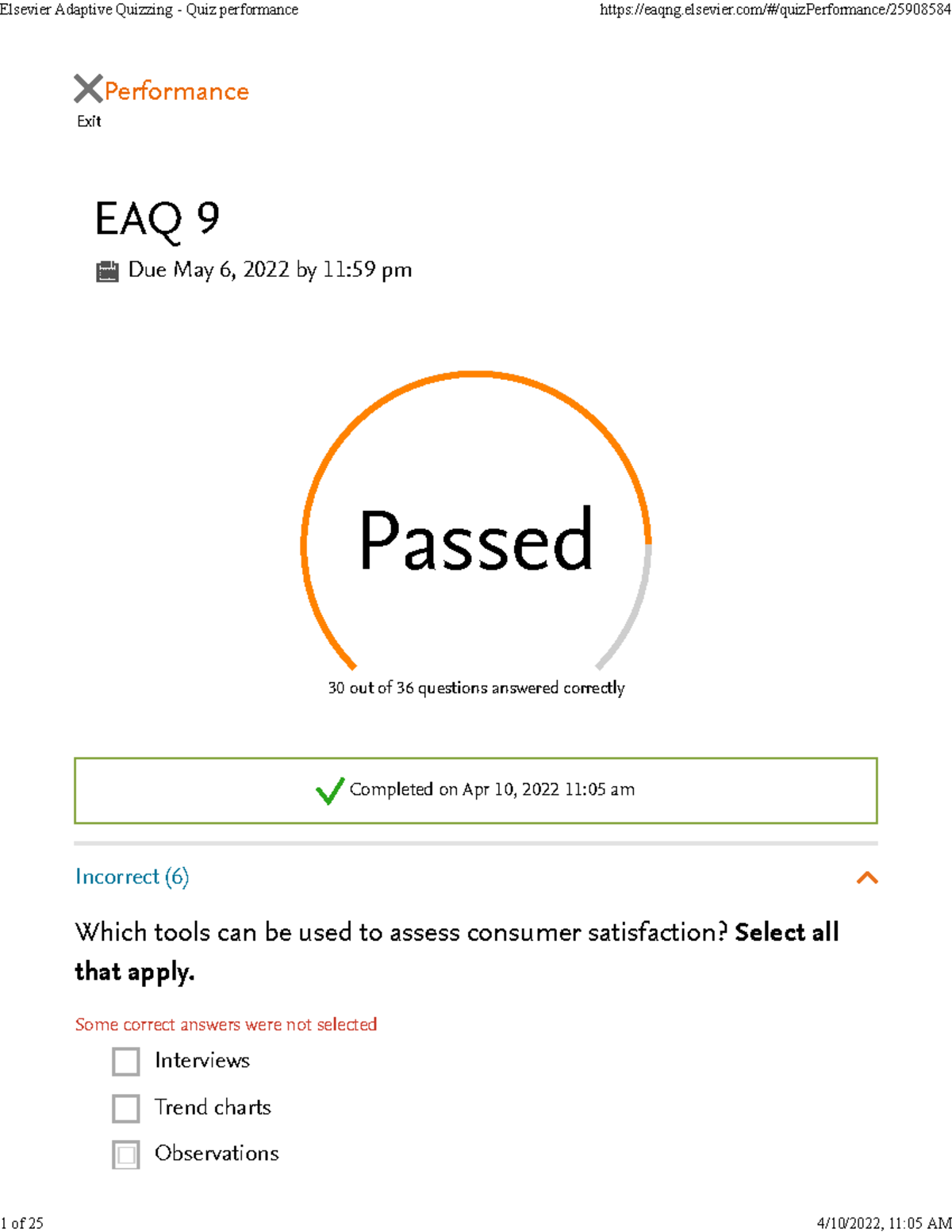 Eaq 9 - EAQ Leadership - Exit Performance EAQ 9 Due May 6, 2022 By 11: ...