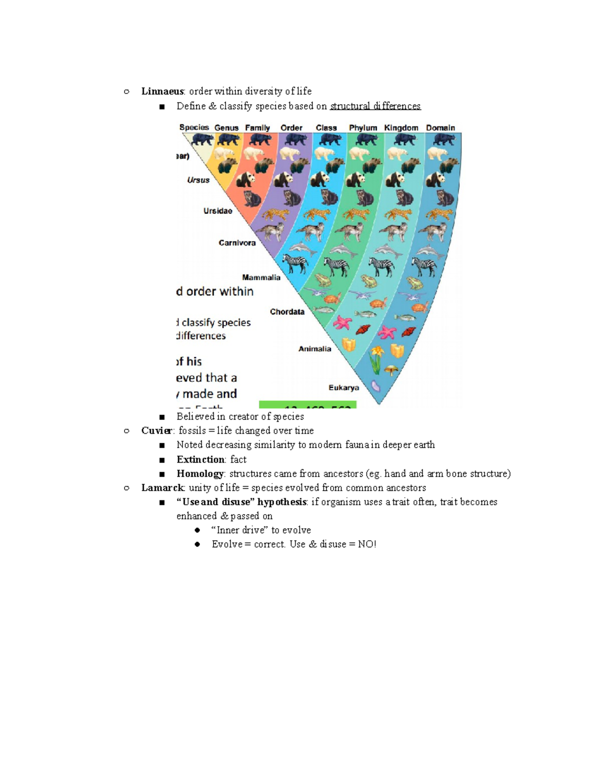 Study Guide - Linnaeus : order within diversity of life Define ...