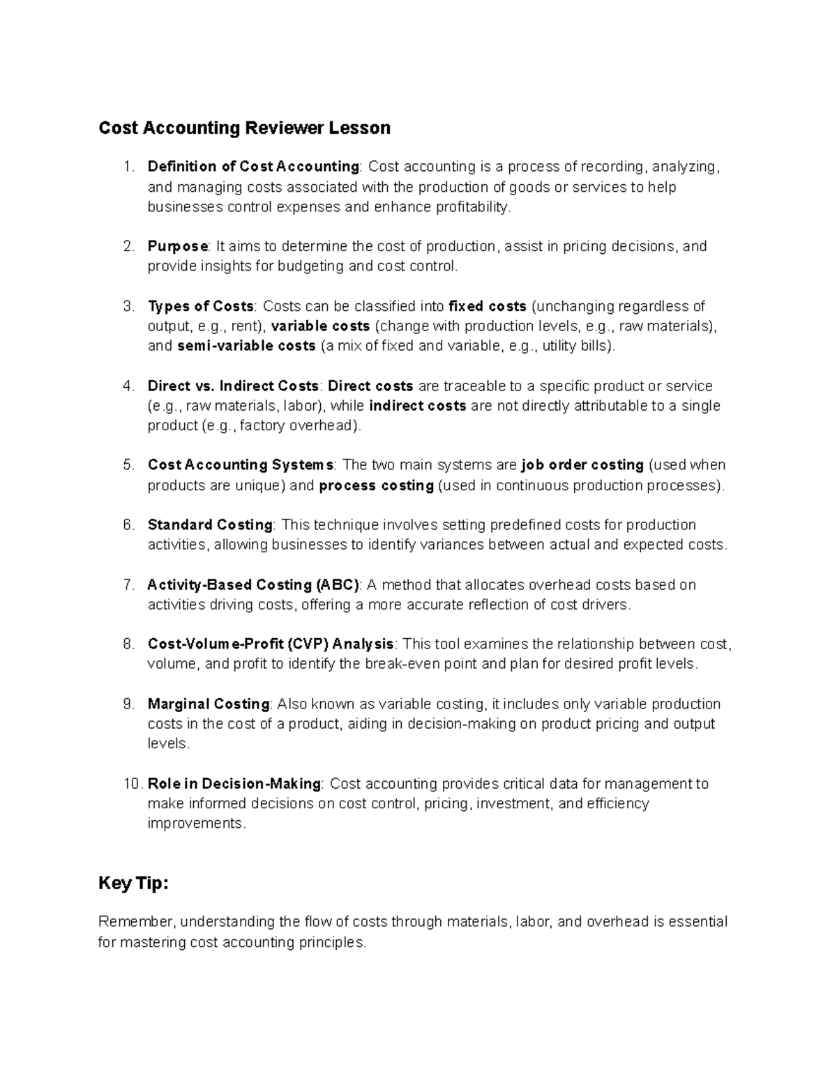 Cost Accounting Reviewer Lesson No. 1 - Cost Accounting Reviewer Lesson ...