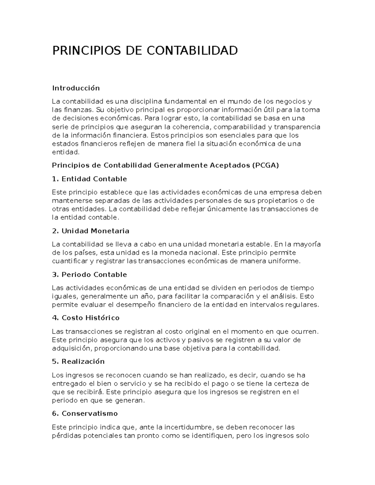 Principios de Contabilidad - PRINCIPIOS DE CONTABILIDAD Introducción La ...